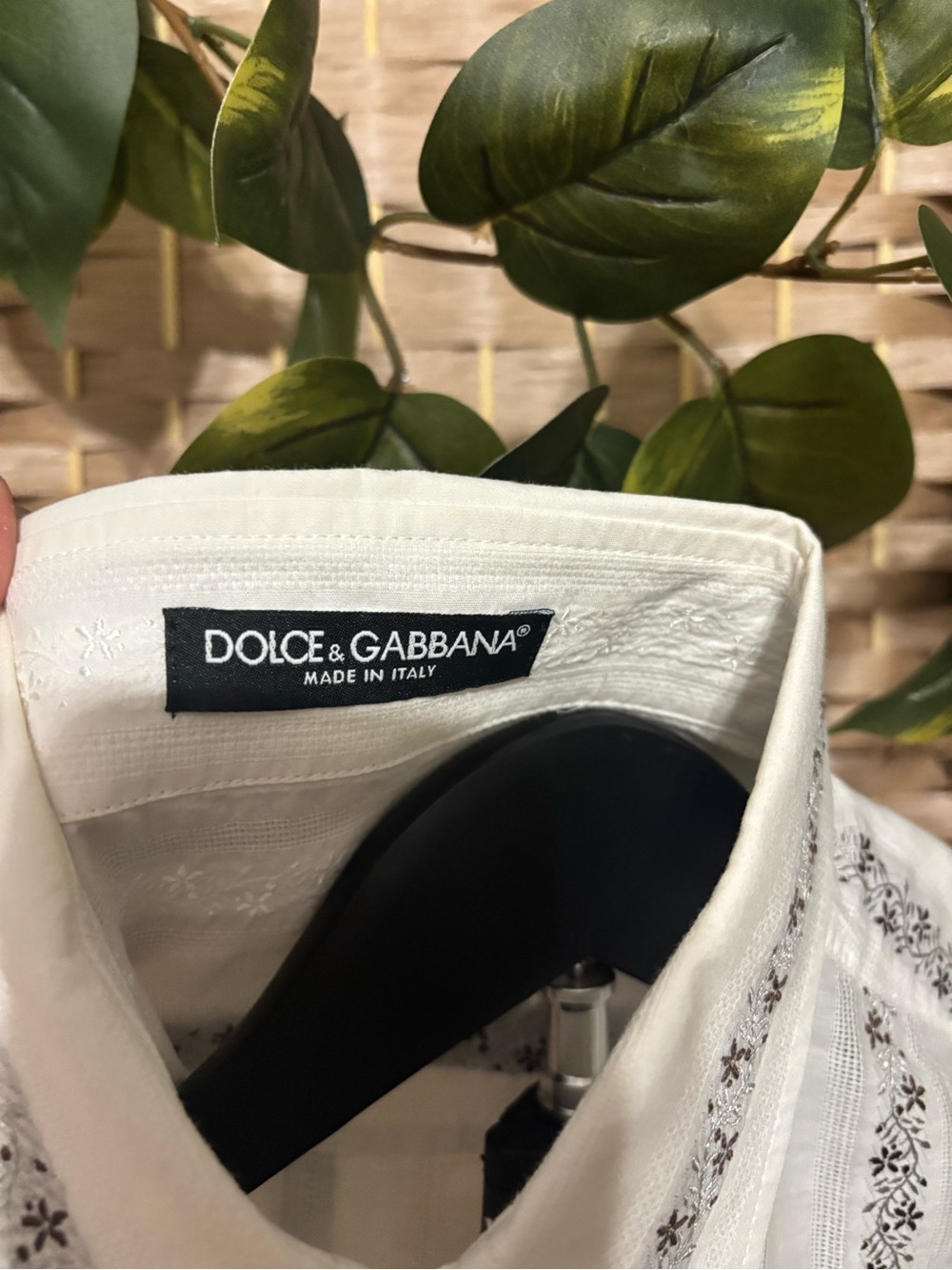 Vintage Dolce & Gabbana White and Gray Vertical Stripe Button-Down Blouse - Picture 6 of 7